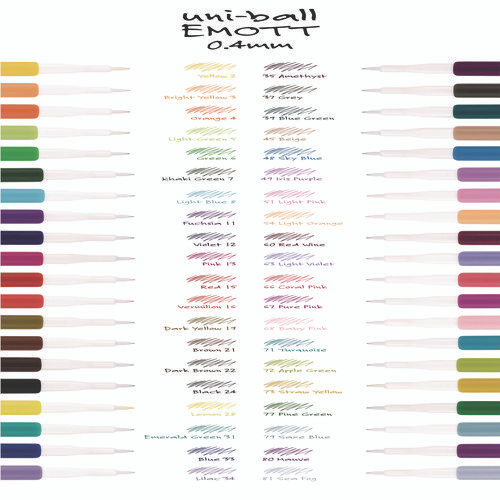 EMOTT ever fine Porous Point Pen, Stick, Fine 0.4 mm, Assorted Ink Colors, White Barrel, 40/Pack