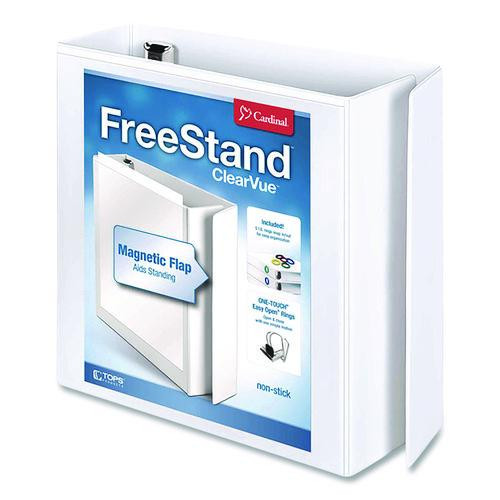 FreeStand Easy Open Locking Slant-D Ring Binder, 3 Rings, 3" Capacity, 11 x 8.5, White