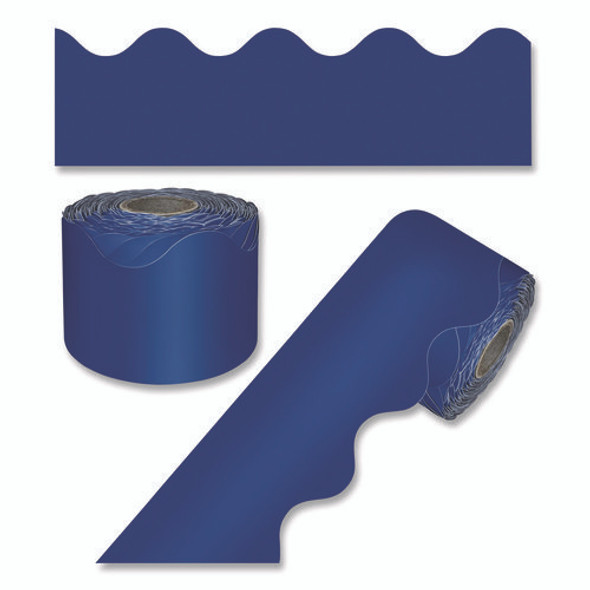 Rolled Scalloped Border, 2.25" x 65 ft, Navy
