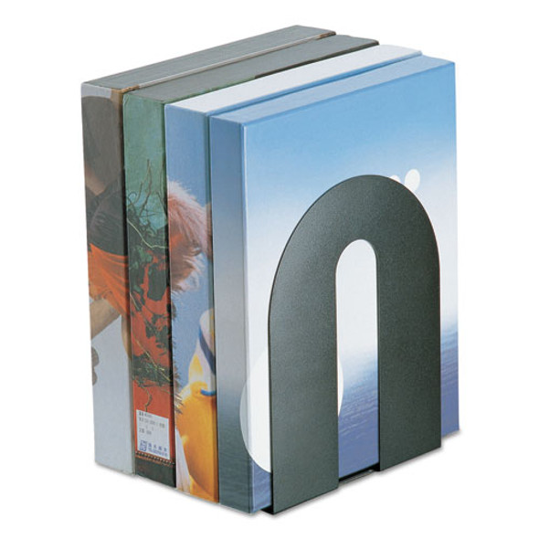 Heavy Duty Bookends, Nonskid, 8 x 8 x 10, Steel, Black, 1 Pair