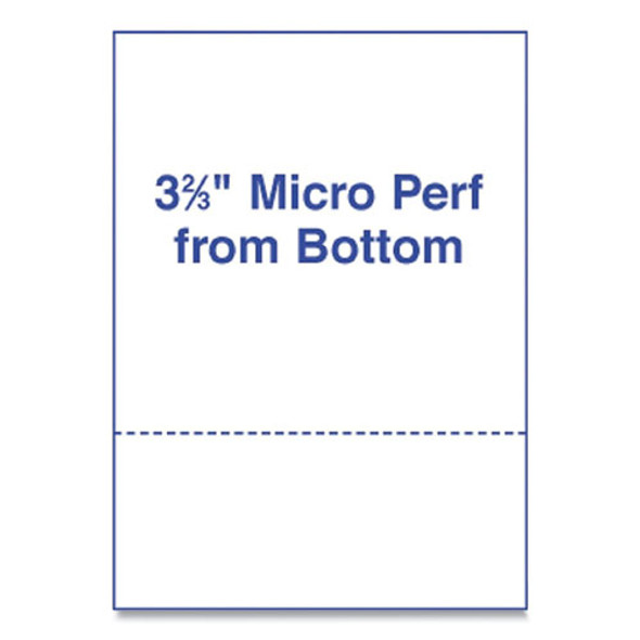 Perforated and Punched Laser Cut Sheets, Micro-Perforated 3.67" from Bottom, 24 lb Bond Weight, 8.5 x 11, White, 500/Ream