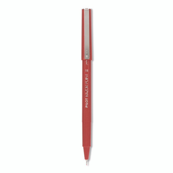 Razor Point II Super Fine Line Porous Point Pen, Stick, Super-Fine 0.2 mm, Red Ink, Red Barrel, Dozen