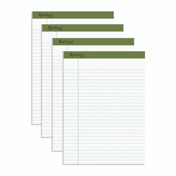 Earthwise by Ampad Recycled Writing Pad, Wide/Legal Rule, Politex Sand Headband, 40 White 8.5 x 11.75 Sheets, 4/Pack Earthwise by Ampad Recycled Writing Pad, Wide/Legal Rule, Politex Sand Headband, 40 White 8.5 x 11.75 Sheets, 4/Pack