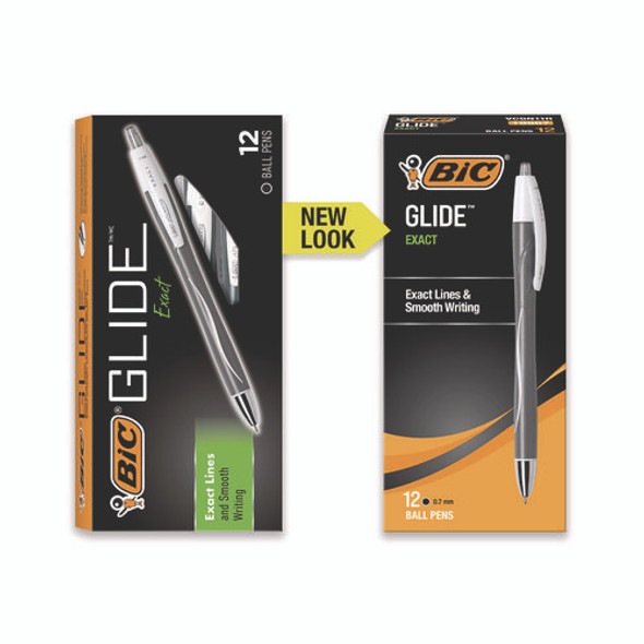 GLIDE Exact Ballpoint Pen, Retractable, Fine 0.7 mm, Black Ink, Black Barrel, Dozen GLIDE Exact Ballpoint Pen, Retractable, Fine 0.7 mm, Black Ink, Black Barrel, Dozen