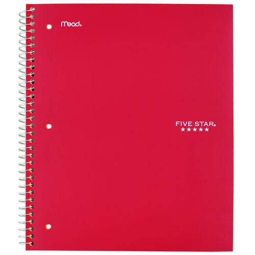 Wirebound Notebook, 1-Subject, Medium/College Rule, Red Cover, (100) 11 x 8.5 Sheets