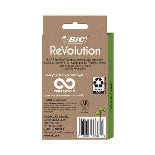 ReVolution Permanent Markers, Fine Bullet Tip, Assorted Colors, Dozen