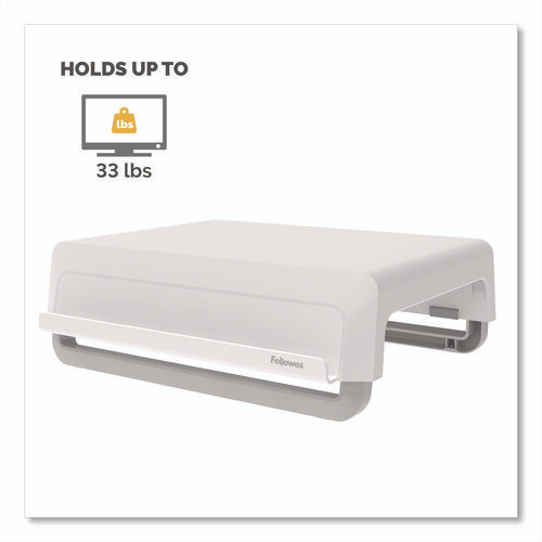 Breyta Monitor Stand, 13.94" x 11.97" x 3.25" to 6", White, Supports 33 lbs