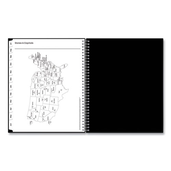 Teacher's Solid Black Weekly/Monthly Lesson Planner, 2024 to 2025, Nine Classes, Black Cover, (144) 11 x 8.5 Pages