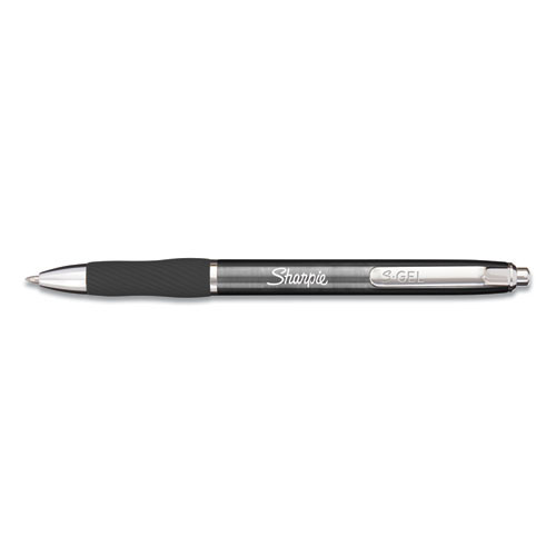 S-Gel Premium Metal Barrel Gel Pen, Retractable, Medium 0.7 mm, Black Ink, Gun Metal Gray Barrel, Dozen
