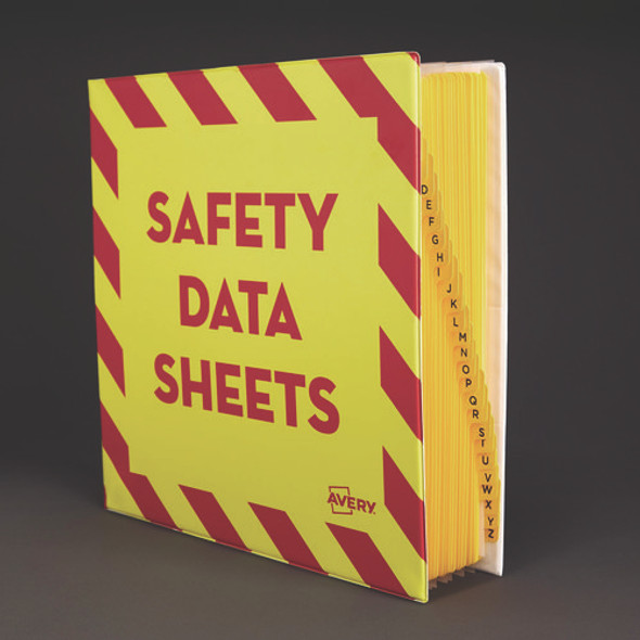 Heavy-Duty Preprinted Safety Data Sheet Binder, 3 Rings, 3" Capacity, 11 x 8.5, Yellow/Red Heavy-Duty Preprinted Safety Data Sheet Binder, 3 Rings, 3" Capacity, 11 x 8.5, Yellow/Red
