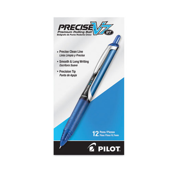 Precise V7RT Rollerball Pen, Retractable, Fine 0.7 mm, Blue Ink, Blue Barrel