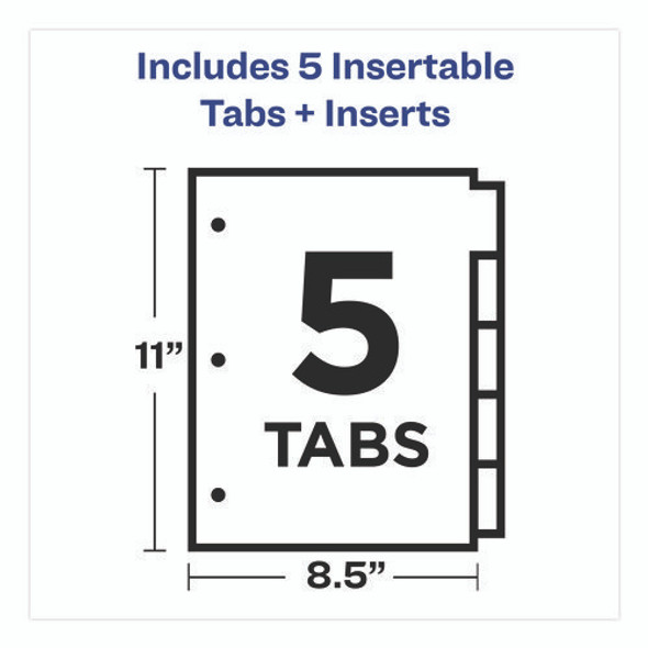 Plastic Insertable Dividers, 5-Tab, 11 x 8.5, Assorted Tabs, 1 Set