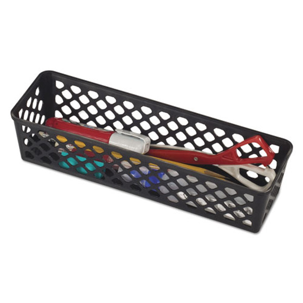 Recycled Supply Basket, Plastic, 10.13 x 3.06 x 2.38, Black, 3/Pack