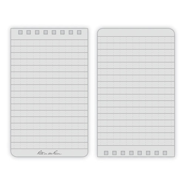 All-Weather Wire-O Notepad, Universal: Narrow Rule and Quadrille Rule, Black Cover, 50 White 4 x 6 Sheets