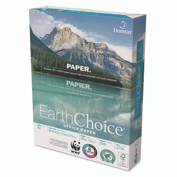 EarthChoice Office Paper, 92 Bright, 20 lb Bond Weight, 8.5 x 11, White, 500 Sheets/Ream, 10 Reams/Carton