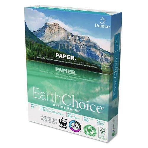 EarthChoice Office Paper, 92 Bright, 20 lb Bond Weight, 8.5 x 11, White, 500 Sheets/Ream, 10 Reams/Carton