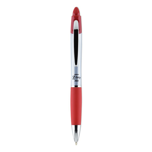 Z-Grip MAX Ballpoint Pen, Retractable, Medium 1 mm, Red Ink, Silver/Red Barrel, 12/Pack
