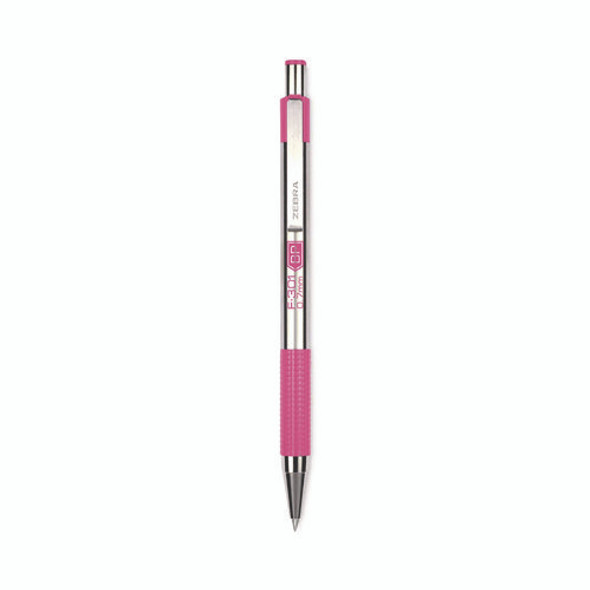 F-301 Breast Cancer Awareness Ballpoint Pen, Retractable, Fine 0.7 mm, Black Ink, Stainless Steel/Pink Barrel