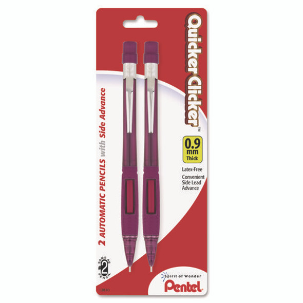 Quicker Clicker Mechanical Pencil, 0.9 mm, HB (#2), Black Lead, Burgundy Barrel, 2/Pack Quicker Clicker Mechanical Pencil, 0.9 mm, HB (#2), Black Lead, Burgundy Barrel, 2/Pack