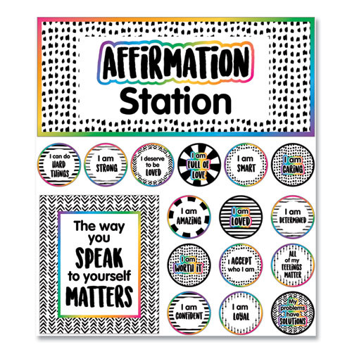 Motivational Bulletin Board Sets, Affirmation Station, 13.8" x 16", Multicolor, 32/Set