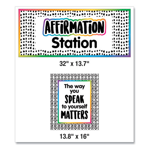 Motivational Bulletin Board Sets, Affirmation Station, 13.8" x 16", Multicolor, 32/Set