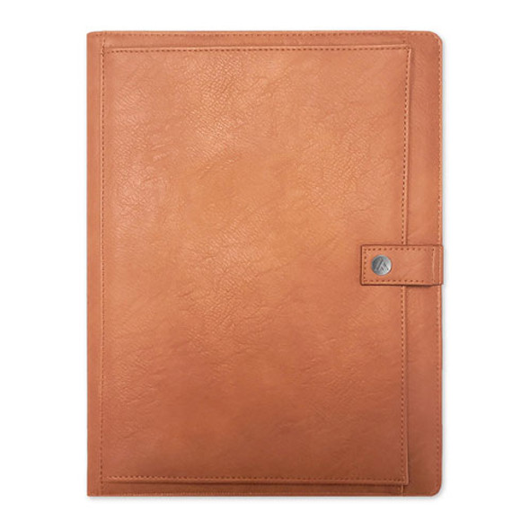 ASMBLD Professional Faux Leather Padfolio, 8.5 x 11 Pad, 9.45 x 12.13, Snap Closure, Tan