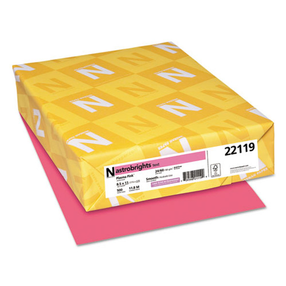 Color Paper, 24 lb Bond Weight, 8.5 x 11, Plasma Pink, 500/Ream