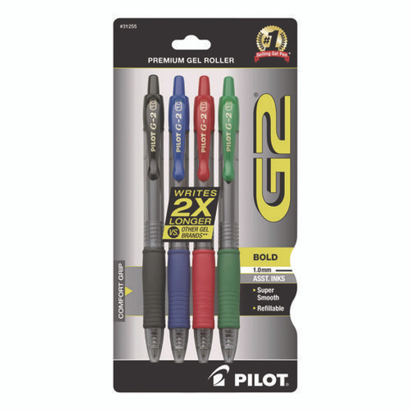 G2 Premium Gel Pen, Retractable, Bold 1 mm, Assorted Ink and Barrel Colors, 4/Pack