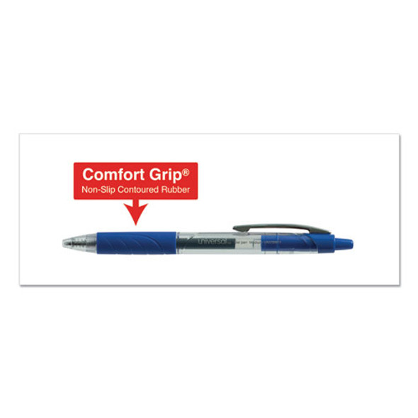 Comfort Grip Gel Pen, Retractable, Medium 0.7 mm, Blue Ink, Clear/Blue Barrel, 36/Pack