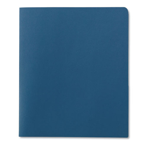 Two-Pocket Folder, Embossed Leather Grain Paper, 100-Sheet Capacity, 11 x 8.5, Blue, 25/Box
