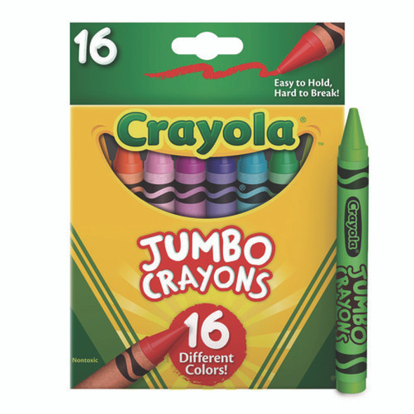 Jumbo Crayons, Assorted, 16/Box Jumbo Crayons, Assorted, 16/Box
