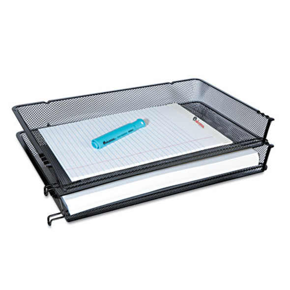 Deluxe Mesh Stacking Side Load Tray, 1 Section, Legal Size Files, 17" x 10.88" x 2.5", Black