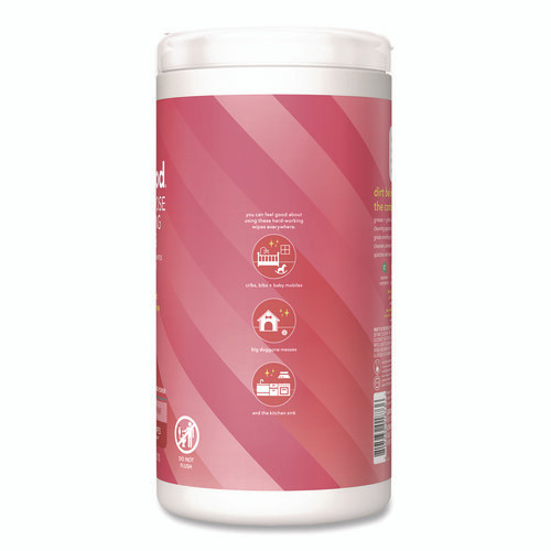 All Purpose Cleaning Wipes, 1 Ply, Pink Grapefruit, White, 70/Pack
