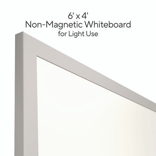 Melamine Dry Erase Board, 72" x 48", White Surface, Gray/Natural Aluminum Frame