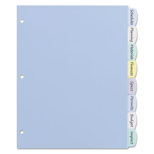 Write and Erase Big Tab Durable Plastic Dividers, 3-Hole Punched, 8-Tab, 11 x 8.5, Assorted, 1 Set