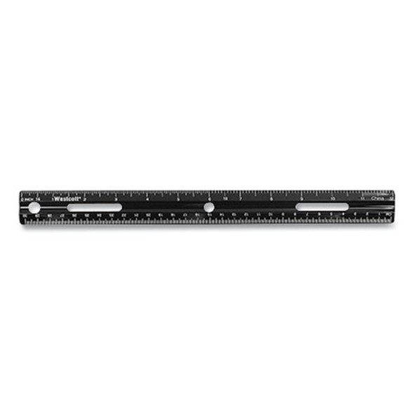 KleenEarth Recycled Ruler, Standard/Metric, 12" Long, Plastic, Black