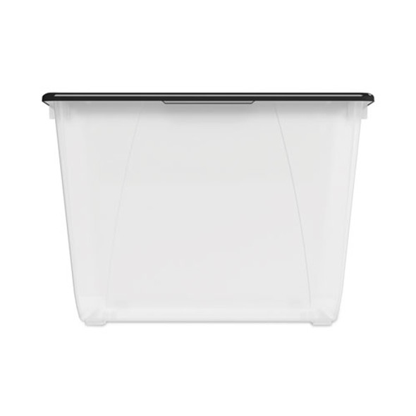 Storage Tote, 16 gal, 22.7" x 18.25" x 12.86", Clear/Black
