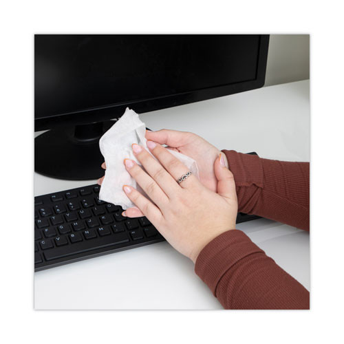 HandKleen Premoistened Antibacterial Wipes, Cloth, 5.5 x 6.5, Unscented, White, 70/Tub
