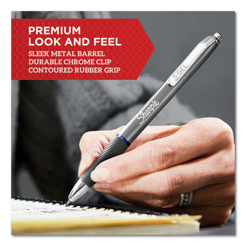 S-Gel Premium Metal Barrel Gel Pen, Retractable, Medium 0.7 mm, Black Ink, Champagne Barrel, Dozen