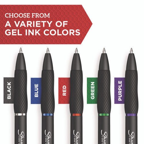 S-Gel High-Performance Gel Pen, Retractable, Medium 0.7 mm, Black Ink, Black Barrel, 4/Pack