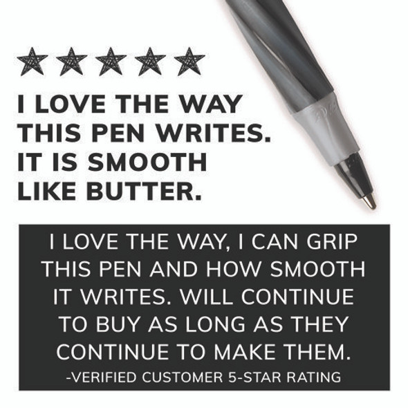 Round Stic Grip Xtra Comfort Ballpoint Pen, Stick, Fine 0.8 mm, Black Ink, Gray/Black Barrel, Dozen