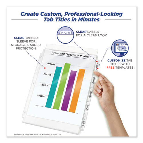 Print and Apply Index Maker Clear Label Sheet Protector Dividers with White Tabs, 8-Tab, 11 x 8.5, Clear, 1 Set