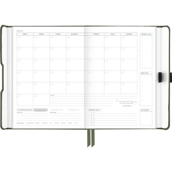 Foundation Undated Weekly/Monthly Planner, 8.5" x 6.75", Green Cover, 12-Month: Undated
