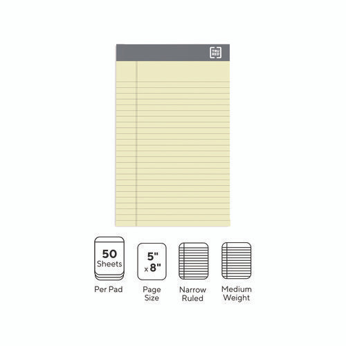 Notepads, Narrow Rule, 50 Canary Yellow 5 x 8 Sheets, 6/Pack