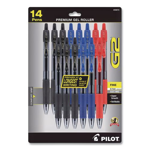 G2 Premium Gel Pen, Retractable, Fine 0.7 mm, Assorted Business Ink and Barrel Colors, 14/Pack