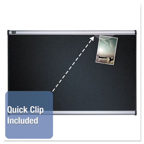 Prestige Black Embossed Foam Bulletin Board, 72" x 48", Black Surface, Silver Aluminum/Plastic Frame