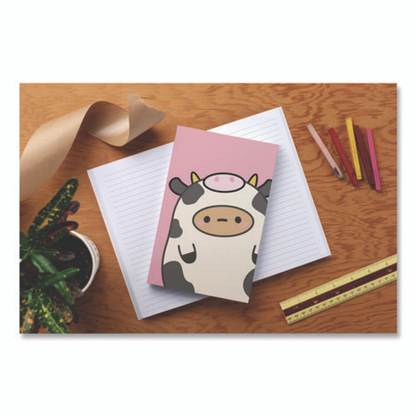 Smoko Tayto Mootato Layflat Notebook, 1-Subject, Medium/College Rule, Pink/White/Brown Cover, (72) 8 x 5 Sheets