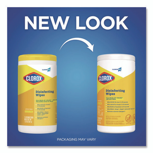 Disinfecting Wipes, 1-Ply, 7 x 8, Lemon Fresh, White, 75/Canister