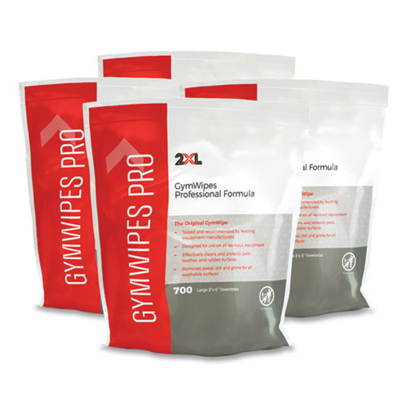 Gym Wipes Professional, 1-Ply, 6 x 8, Unscented, White, 700/Pack, 4 Packs/Carton