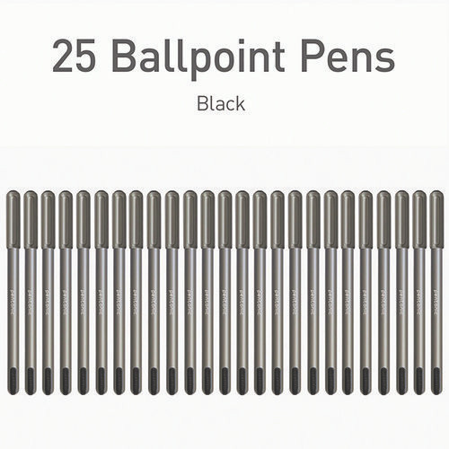 PENTONIC Ballpoint Pen, Stick, Medium 1 mm, Black Ink, Charcoal Gray Barrel, 25/Pack